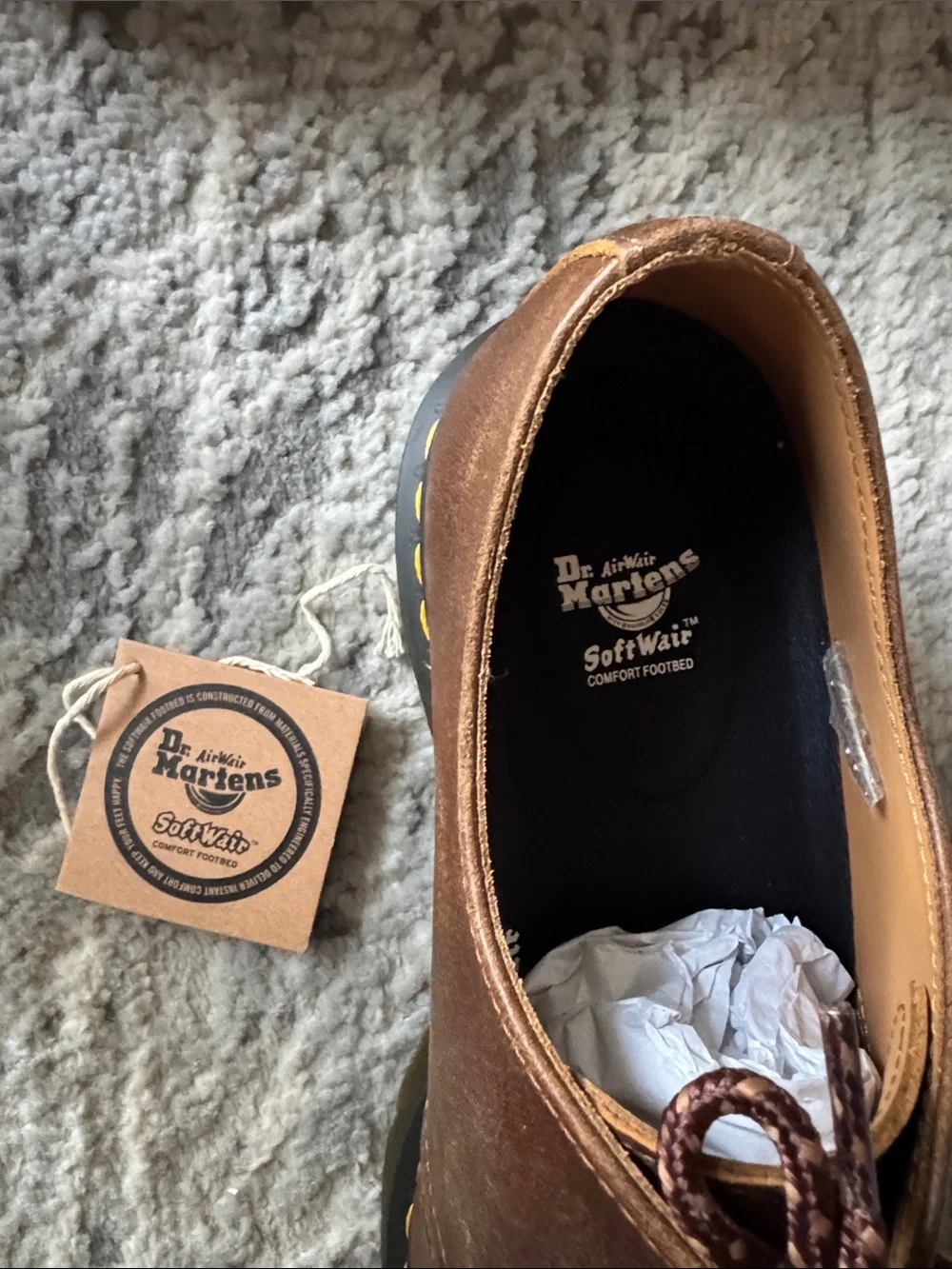 Dr. Martens Men's Brown Leather NON-SLIP Oxford Shoes